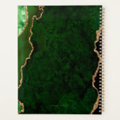 Chic Green Gold Glitzer Agate Custom Monogram 2024 Planer (Rückseite)
