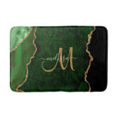 Chic Green Gold Glitzer Agate Custom Monogram Badematte (Vorderseite)