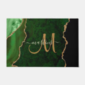 Chic Green Gold Glitzer Agate Custom Monogram Fußmatte (Vorderseite)