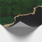 Chic Green Gold Glitzer Agate Custom Monogram Geschenkpapier (Ecke)