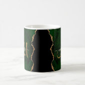 Chic Green Gold Glitzer Agate Custom Monogram Kaffeetasse (Mittel)