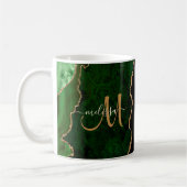 Chic Green Gold Glitzer Agate Custom Monogram Kaffeetasse (Links)