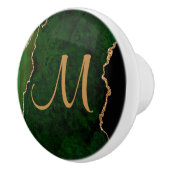Chic Green Gold Glitzer Agate Custom Monogram Keramikknauf (Rechts)