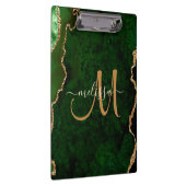 Chic Green Gold Glitzer Agate Custom Monogram Klemmbrett (Rechts)