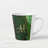 Chic Green Gold Glitzer Agate Custom Monogram Milchtasse (Rechts)