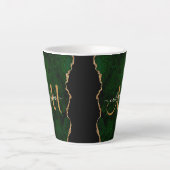 Chic Green Gold Glitzer Agate Custom Monogram Milchtasse (Vorderseite)