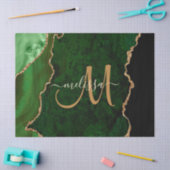 Chic Green Gold Glitzer Agate Custom Monogram Seidenpapier (Basteln)