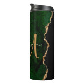 Chic Green Gold Glitzer Agate Custom Monogram Thermosbecher (Nach rechts gedreht)