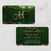 Chic Green Gold Glitzer Agate Custom Monogram Visitenkarte (Vorne/Hinten)