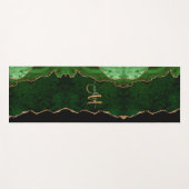 Chic Green Gold Glitzer Agate Custom Monogram Yogamatte (Vorderseite (Horizontal))