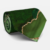 Chic Green Gold Glitzer Agate Marble Wedding Krawatte (Gerollt)
