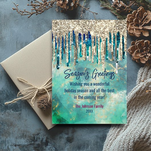 Chic green gold Glitzer Tropfen Weihnachten Neues