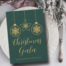 Chic Green Gold Ornaments Company Weihnachtsfeier