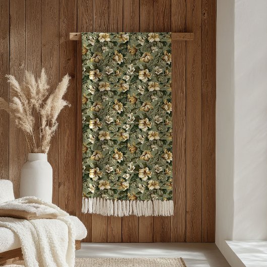 Chic Green Gold Throw Modern Botanical Luxe Look Fleecedecke