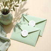 Chic Green Hand Draw Bow & Ribbon Monogram Wappen Runder Aufkleber