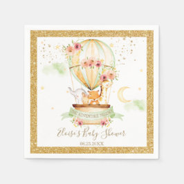 Chic Green Hot Air Ballon Baby Tiere neutral Serviette