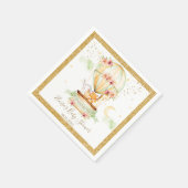 Chic Green Hot Air Ballon Baby Tiere neutral Serviette (Ecke)