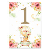 Chic Green Hot Air Ballon Baby Tiere neutral Tischnummer (Rückseite)
