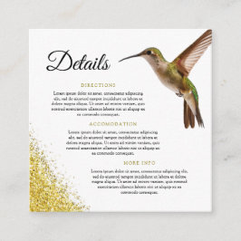 Chic Green Hummingbird and Gold Dust Wedding Begleitkarte