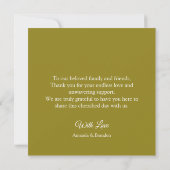 Chic Green Hummingbird and Gold Dust Wedding Dankeskarte (Rückseite)