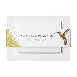 Chic Green Hummingbird and Gold Dust Wedding Einladungsbanderole
