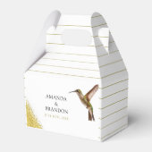 Chic Green Hummingbird and Gold Dust Wedding Geschenkschachtel (Rückseite)