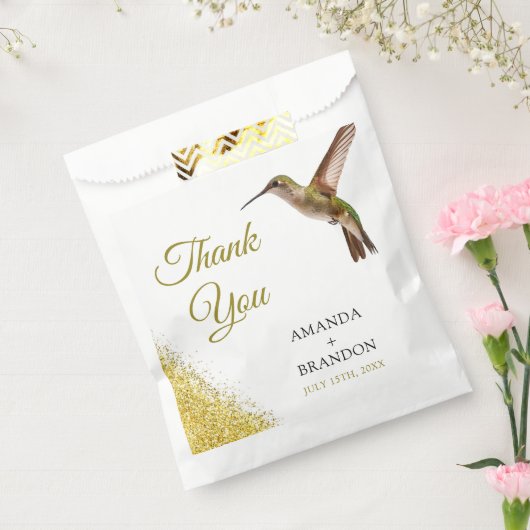 Chic Green Hummingbird and Gold Dust Wedding Geschenktütchen (Versiegelt)