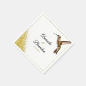 Chic Green Hummingbird and Gold Dust Wedding Serviette (Ecke)