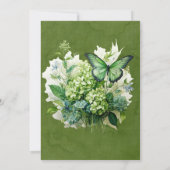 Chic Green Hydrangea Butterfly Brunch & Bubbly Einladung (Rückseite)