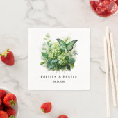 Chic Green Hydrangea Floral Butterfly Wedding Serviette (Beispiel)