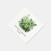 Chic Green Hydrangea Floral Butterfly Wedding Serviette (Ecke)