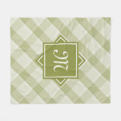 Chic Green Kariert mit moderner Diagonal-Monogramm Fleecedecke (Vorderseite (Horizontal))