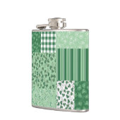Chic Green Kleeblatts Imitate Patchwork Hip Flask Flachmann (Links)