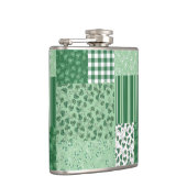 Chic Green Kleeblatts Imitate Patchwork Hip Flask Flachmann (Rechts)