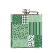 Chic Green Kleeblatts Imitate Patchwork Hip Flask Flachmann (Rückseite)