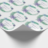 Chic Green Lila Floral Personalisiert Wedding Geschenkpapier (Ecke)