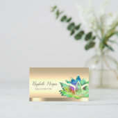 Chic Green Lotus Blume Yoga Instructor Visitenkarte (Stehend Vorderseite)