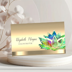 Chic Green Lotus Blume Yoga Instructor Visitenkarte