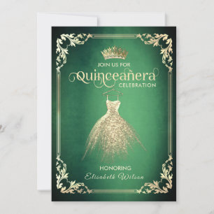 Chic green Luxus Gold Kleid tiara Quinceañera I Einladung