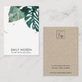 CHIC GREEN MOSTERA FAUNA NECKLACE EARRING DISPLAY VISITENKARTE (Vorne/Hinten)