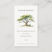 Chic Green Oak Tree Diaper Raffle Baby Dusche Begleitkarte (Vorderseite)