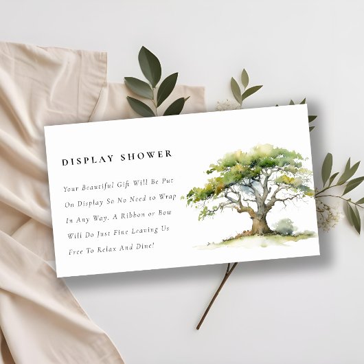 Chic Green Oak Tree Display Dusche Baby Dusche Begleitkarte