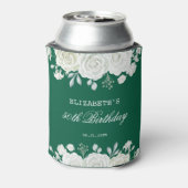 Chic Green Pastel White Rose Grüne Geburtstag Dosenkühler (Kanne Rückseite)
