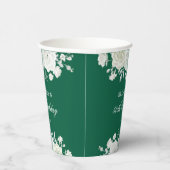 Chic Green Pastel White Rose Grüne Geburtstag Pappbecher (Rechts)