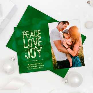 Chic Green Peace Liebe & Joy Foto Folien Feiertagskarte