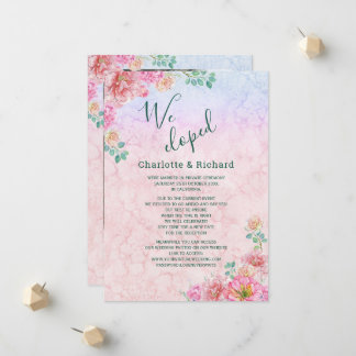 Chic Green & Pink Aquarellfarben Hochzeitsfeier Fo Ankündigung