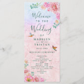 Chic Green & Pink Delicate Wasserfarbenhochzeit Programm (Vorderseite)