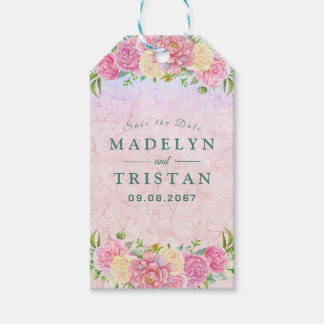 Chic Green & Pink Delikate Wasserfarbenflora Geschenkanhänger