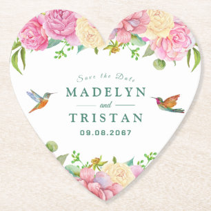 Chic Green & Pink Floral Delikate Wasserfarbe Untersetzer