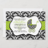 Chic Green Polka Dot Damask Birth Ankündigung (Rückseite)